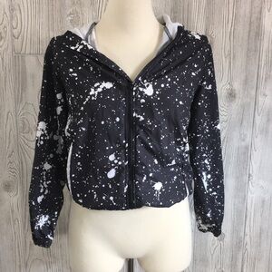 Brooklyn Cloth Mfg. Co. Jacket Black/White Paint Splotch Windbreaker Hooded